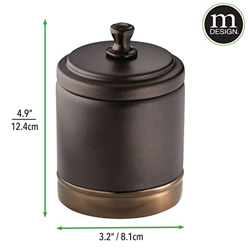 Mdesign Metal Bathroom Vanity Storage Organizer Canister Jar With Lid For Cotton Balls, Swabs, Makeup Sponges, Bath Salts, Hair Ties, Jewelry - Hyde Collection - 2 Pack - Split Bronze #TOP7