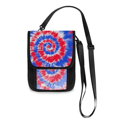 Portafoglio da viaggio con laccetto regolabile colore rosso e blu porta passaporto carte di credito gadget unisex da 01 Taglia unica alla moda