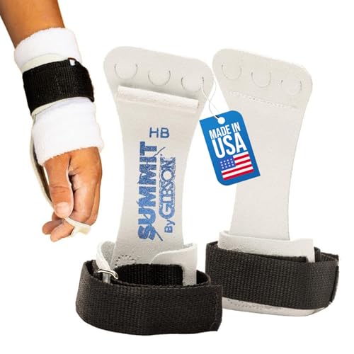 Gibson Athletic Summit High Bar Gymnastic Grips for Boys, Durable Leather Grip for Secure Grip, Hand Grips for Early Competitor Gymnasts, Gymnastics Grips for Boys - Made In USA
