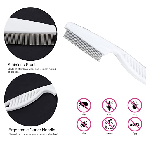 Qiaolejia Dog Grooming Comb,3 Pieces Stainless Steel Cat Combs, 2-in-1 Flea Comb with Round Teeth to Remove Float Hair… - Image 7