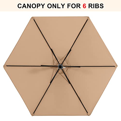 Patio Umbrella 9 Ft Replacement Canopy For 6 RibsBeige