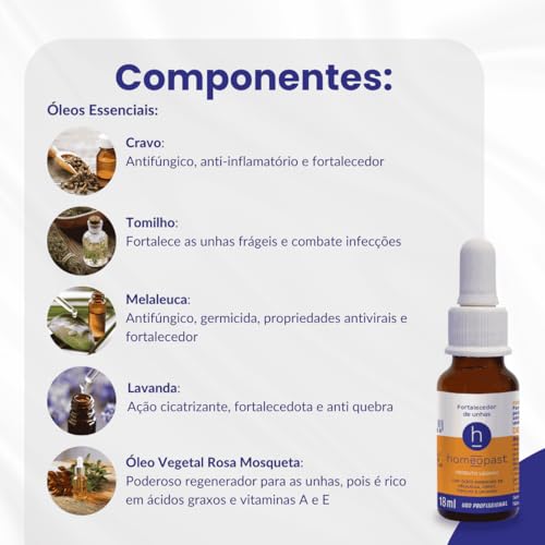 Fortalecedor Vegano de Unhas Danificadas - homeopast 18ml - Tratamento Restaurador
