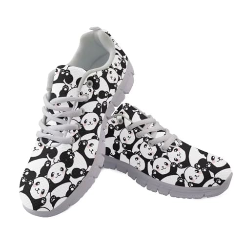 Jeiento Cute Panda Walking Shoes for Women&Girls Outdoor Running Sneaker Breathable Mesh Gym Sports Shoes Athletic Tennis Shoes,Gifts for Teenager, 8