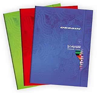 Clairefontaine - Ref 7555C - Calligraphe Staplebound Drawing Book (48 Sheets) - 24 x 32cm Size, Plain Ruling, 120gsm Brushed Vellum Paper, Laminated Card Cover - Assorted Colours (Pack of 5)