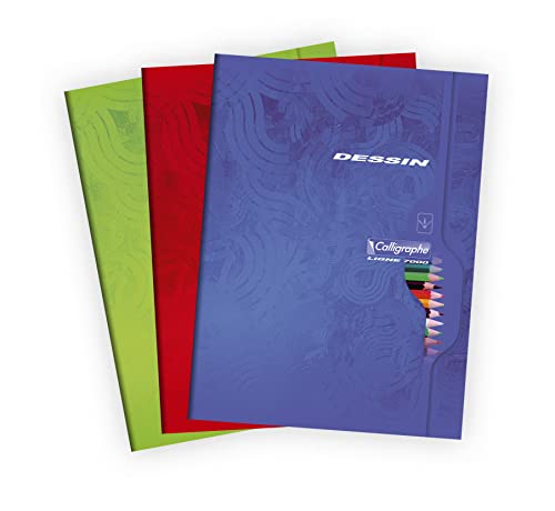 Calligraphe Clairefontaine Lot 10 Cahiers Agrafés 24x32 Cm - 96 Pages Grands Carreaux Papier 70g Couverture Recyclée Vernie