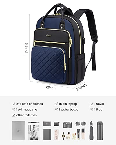 Image of LOVEVOOK Laptop Backpack for Women, Fashion Travel Work Commuter Backpack Purse with USB Port, Lightweight Casual Daypacks, Nurse Teacher College Computer Bag, Fit 15.6 inch Laptop