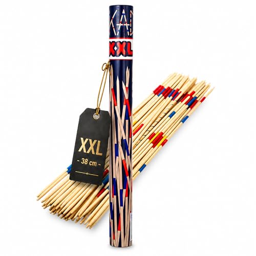 Mikado Jeu XL - 41 Bâtonnets en Bois de 38 cm de Long - Jouet Classique en Bois pour Enfants et Adultes
