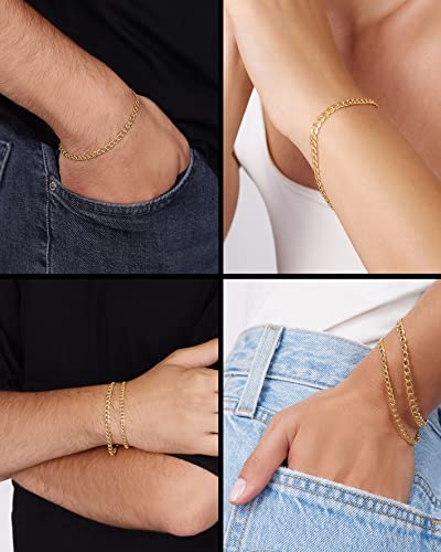 Jewelry Atelier Gold Filled Chain Bracelet Collection - 14K Solid Yellow Gold Filled Miami Cuban Curb Link Chain Bracelets For Women And Men With Different Sizes thumb #1