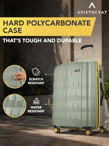 Image of Aristocrat Comet Large Polycarbonate Hard Case 8-Wheel Trolley Bag, Green