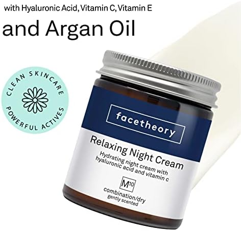 Facetheory Relaxing Night Cream M10 with Hyaluronic Acid, Vitamin C, Vitamin E and Argan Oil | Vegan & Cruelty-Free | Lavender | Made in UK | 50ml