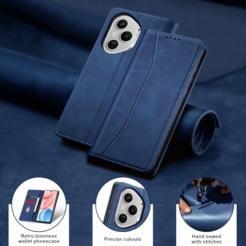 Image of Jasonyu Cover for Honor 400 Pro Flip PU Leather Case, Book Wallet Cover, Stand Function, Magnetic, Card Slots, TPU Bumper Case (Blue)