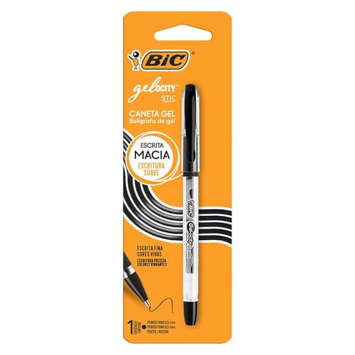 BIC, Caneta em Gel, Gelocity, Ponta Fina, Preto, 1 Unidade