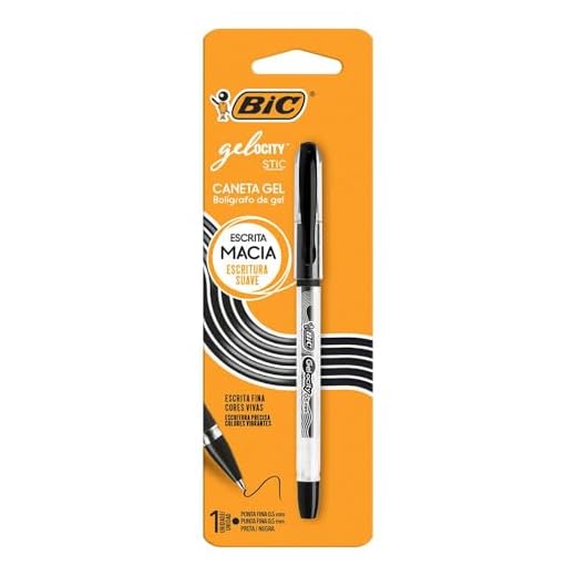 BIC, Caneta em Gel, Gelocity, Ponta Fina, Preto, 1 Unidade