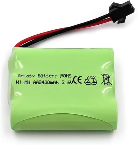 Miniatura 3 de Paquete de baterías de 3.6v, 2400mAh Nimh AA batería recargable RC con cable de carga para juguetes RC