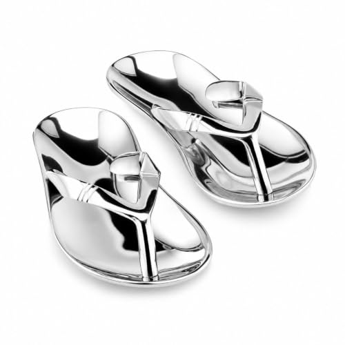 Chancla Polished Sandals, Modern, Accents, Pair, Sculpture, Mint, Candy, Bowl, Aluminum, Silver, Tabletop, Shoes, 9.5" x 4.5" x 4"