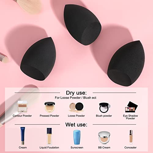 Makeup Sponges, 3-Pack Foundation Blending Beauty Sponge, Professional Beauty Makeup Set For Dry & Wet Use (Black)… #TOP4