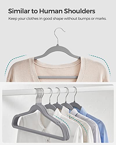 Songmics Rubber-Coated Plastic Hangers, 50 Pack Non-Slip Coat Hangers, Space-Saving Slim Clothes Hangers, 360 Degree Swivel Hooks, Shoulder Notches, Gray Ucrp008G05 #TOP5