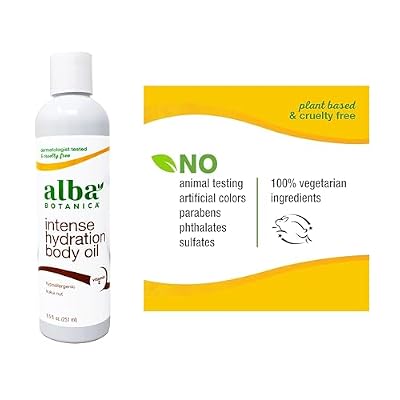 Alba Botanica Hawaiian Body Oil Kukui Nut 8.5 Ounces 2 Pack