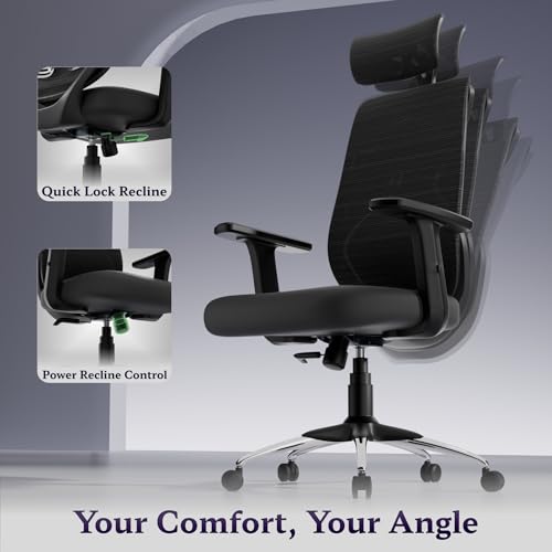 Image of Titan Ergonomic Office Chair for Home & Office | Adjustable Armrests | 120 Recline | Lumbar Support | Thick Cushioned Seat | Heavy-Duty Base | 3 Years Warranty (Black)
