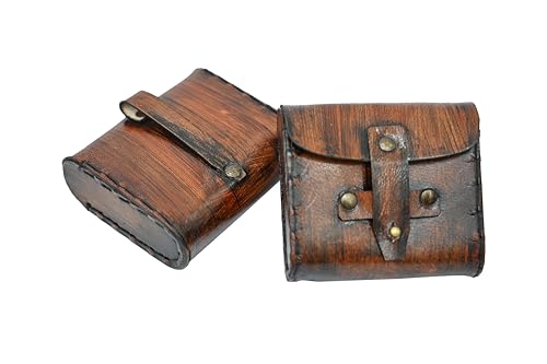 Brújula vintage de latón grabada con caja de cuero miniatura 6