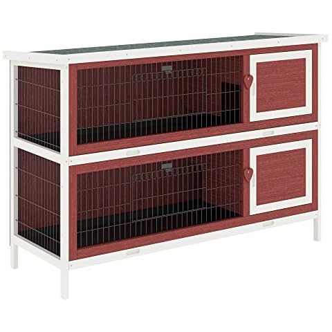 Pawhut Two Floor Wooden Rabbit Hutch Cover
