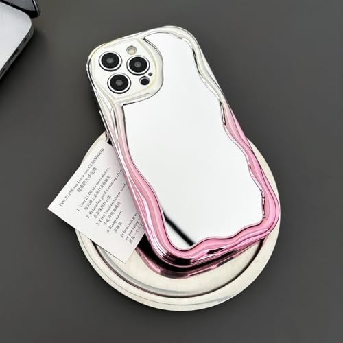 Coque de téléphone iPhone 12 Pro Max ondulée antichoc métal rose