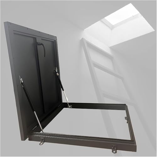 Puerta de escotilla de techo de acero galvanizado con resortes de gas y cerradura de pestillo para un acceso seguro al loft y salida