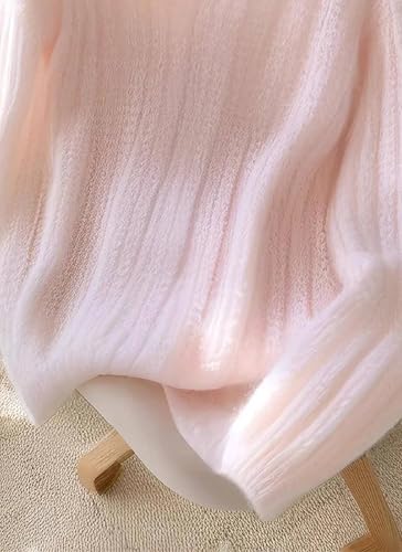 Women's Sweet Pink V Neck Long Sleeve Sweaters Spring Autumn Lightweight Knitted Pullover Tops Plain Casual Loose Sweater4