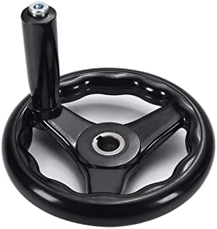 Othmro 3 Spoke Hand Wheel with Revolving Handle Black Round Three Handwheel 16x160mm for Lathe Milling Machine