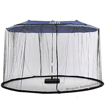 large patio umbrella with netting