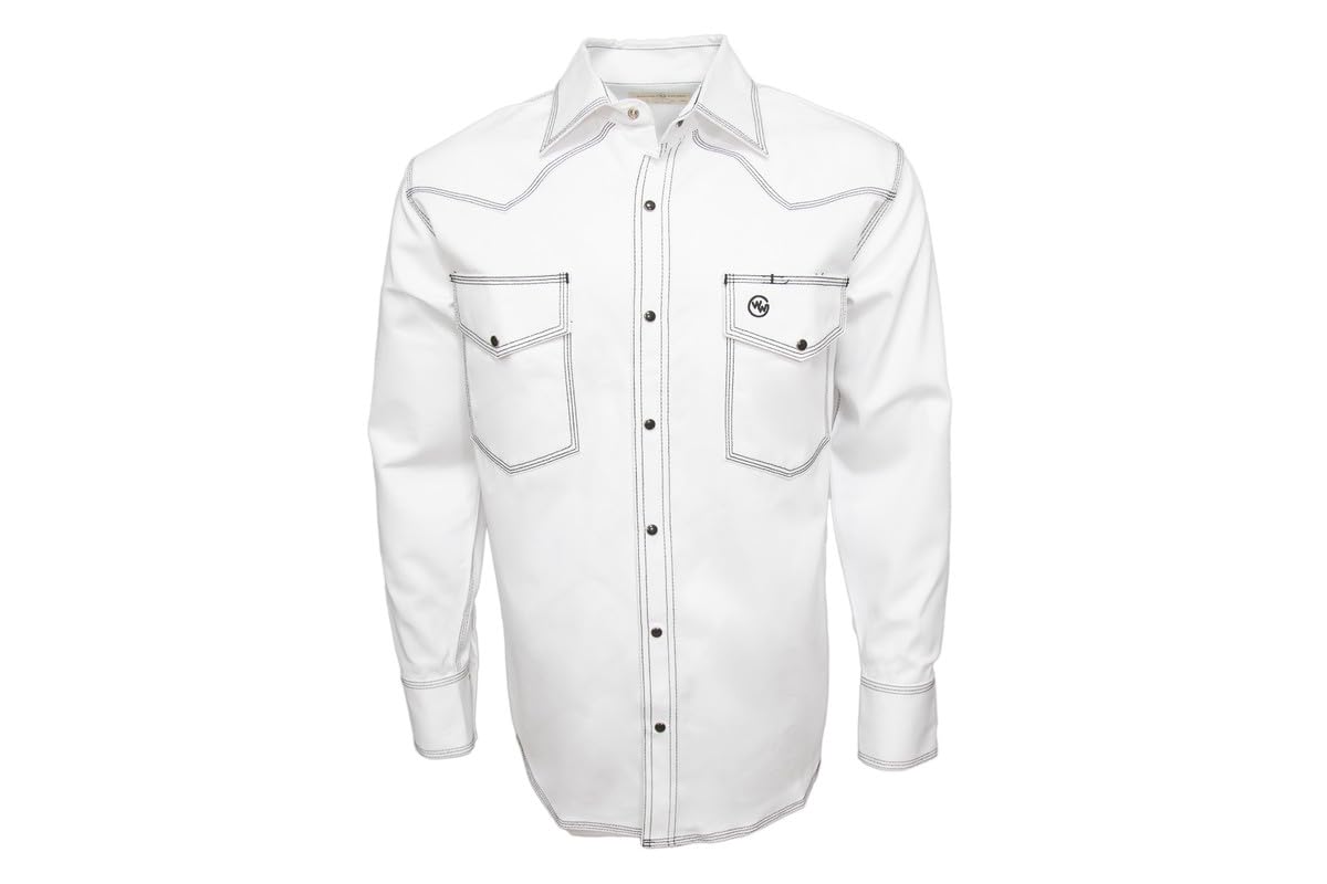 Western Welder Outfitting - Welding Shirt Western Style | Light Weight Tripled-Stitched Welding Shirts, Relaxed Fit (M, White)