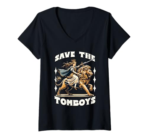 Womens Save The Tomboys V-Neck T-Shirt
