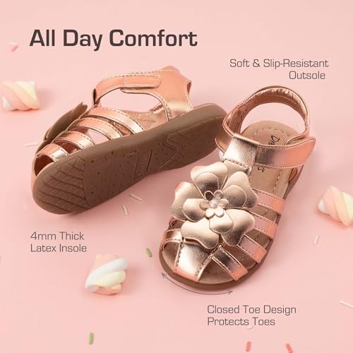Image of DREAM PAIRS Girls Toddler /Little Kid Closed-Toe Flower Summer Dress Sandals Shoes