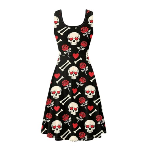 Image of Women Stylish Tank Dresses Sleeveless Round Neck Midi Casual Dress with Pocket for Summer