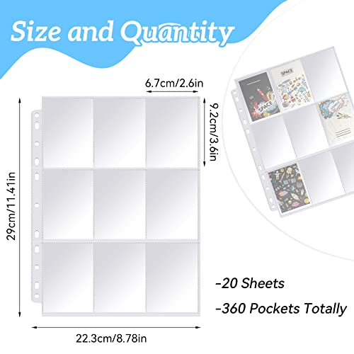 Ailvor Sammelkartenhüllen, transparente Sammelkartenhüllen, Sammelkarten mit 360 Fächern, doppelseitiger Blanko-Sammelordner, Sammelkartenzubehör zum Sammeln aller Arten von Karten, 20 Seiten