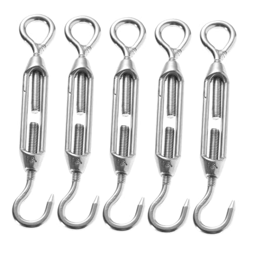 MAGICLULU 5pcs Tensores para cables de acero inoxidable 304 M5 para cercas, sombra, tienda e instalación de cuerdas miniatura 1