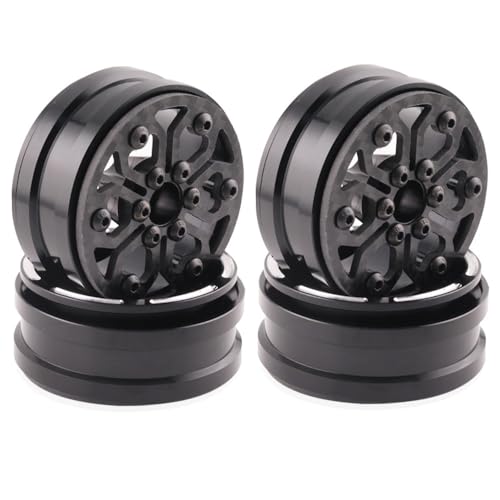 1.9 Inch beadlock Wheel Rims,4PCS Crawler Carbon Fiber Wheels Rims for 1/10 RC Crawler Capra SCX10 TRX4 TF2 VS4-10 Gen8 R1 Element Enduro 1.9S DIY (A)