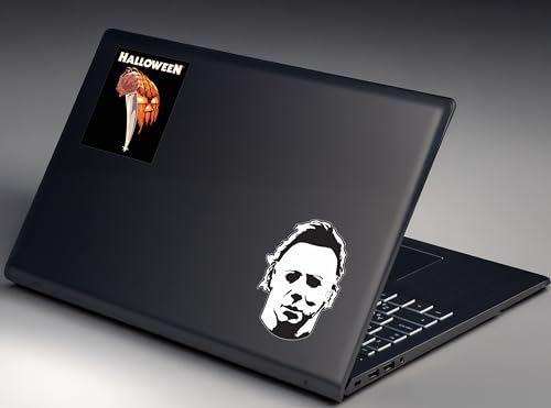 Image of Elektroplate Michael Myers Slasher & Pumpkin Dynamic Car Decal Set of 2 | Officially Licensed Halloween, Weatherproof Automotive Grade Horror Movie Vinyl Sticker for Water Bottle, Laptop & More