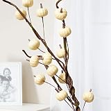 Factory Direct Craft Cream Faux Artificial Pumpkin Branch for Halloween, Fall and Thanksgiving Decorating