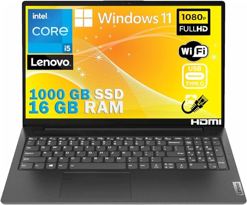 LENOVO Notebook, Pc portatile cpu Intel i5 12Th gen, Quad Core, 16 Gb RAM, Display Full HD da 15,6", SSD Nvme da 1000 Gb, Windows 11 Pro + mouse wireless - Notebook - Immagine 1