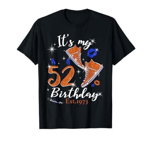 Womens It's My 52nd Birthday EST 1973 52 Years Old Diamond Camiseta