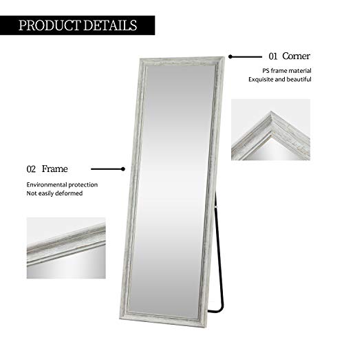 Image of NeuType Full Length Green Polystyrene Frame Hanging Floor Mirror with Standing Holder Bedroom /Locker Room