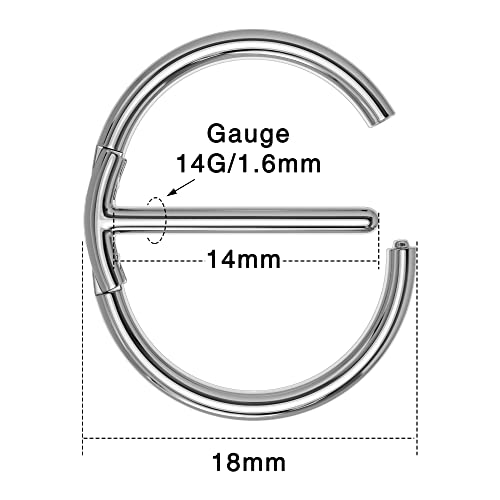 Oufer 14G Nipple Rings, Grade 23 Solid Titanium Nipple Clicker, Nipple Barbell, Round Nipple Piercing Jewelry For Women #TOP3