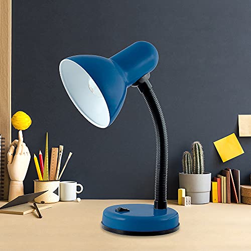 HOMELIFE 35w 'Classic' Flexi Desk Lamp with Versatile Flexible Neck - Integral On/Off Switch - Approx. 34cm Height - L958NB - Midnight Blue