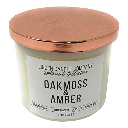 Linden Candle Company, Candle Soy Scented Oakmoss and Amber 16 Ounce