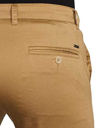 Image of Parx Men Men's PLEATLESS Low Rise Tapered FIT Dark Khaki Formal Trouser