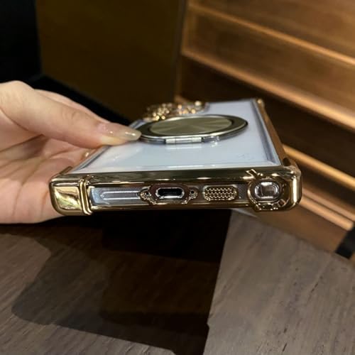 Coque Samsung S23 Plus avec support rotatif en métal doré chic - 7