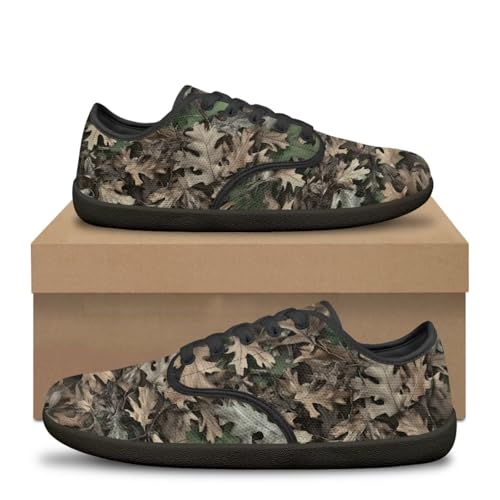 Howilath Hunting Tree Camo Forest Lace up Loafers Women Shoes Novelty Running Shoes Slip On Trekking Shoes Casual Barefoot Sneaker with EVA Sole
