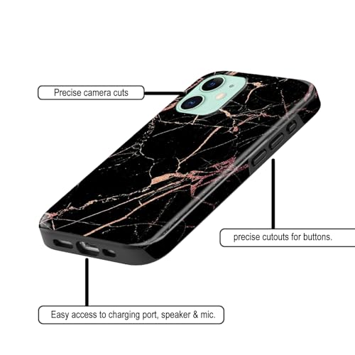 Image of COLORflow Back Cover Compatible with iPhone 11 | Beautiful Black Golden Marble | Designer Printed Glossy Armoured Bumper Back Cover Compatible with iPhone 11