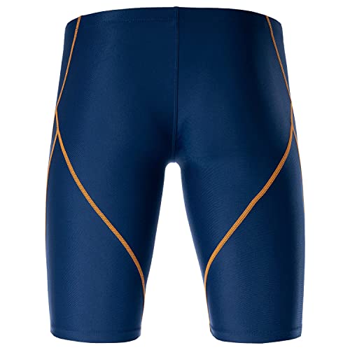 MY KILOMETRE Bermuda de natação masculina lisa para treino de corrida, Azul escuro, M